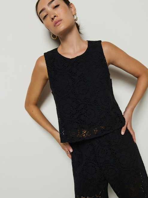 Sheri Lace Tank - Jet Black